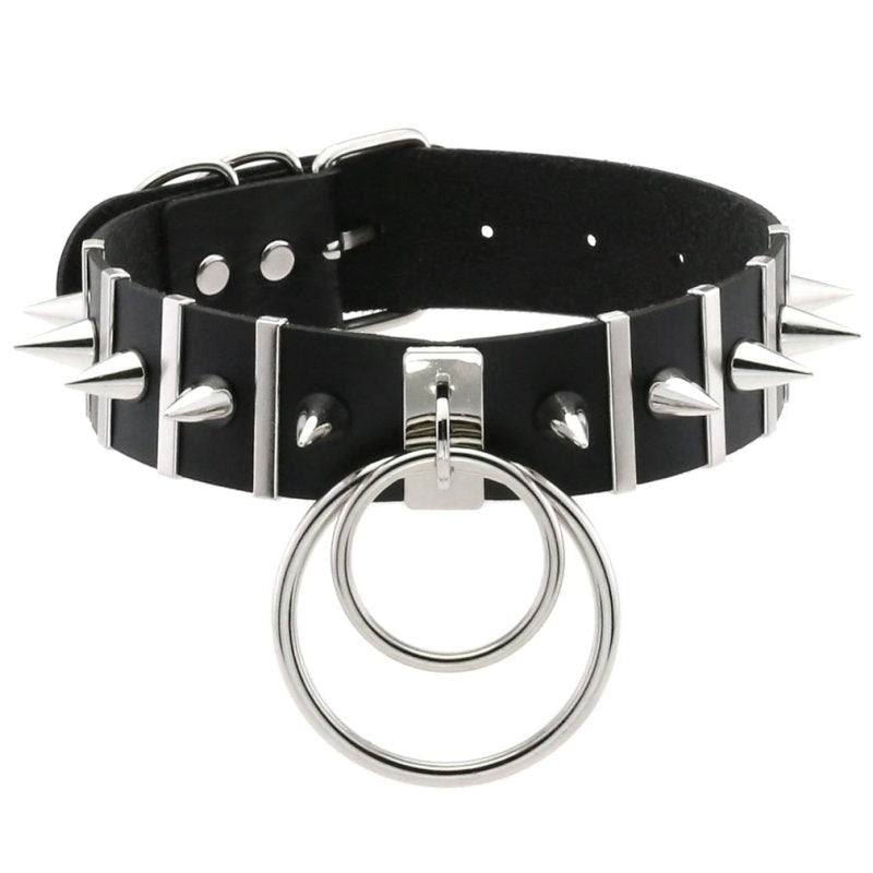 BDSM Spiked Collar PVC With Pendant - - Masks And Blindfolds