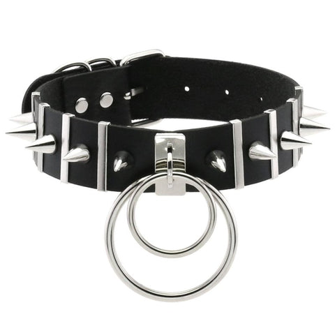 BDSM Spiked Collar PVC With Pendant by BDStyle - Masks And Blindfolds