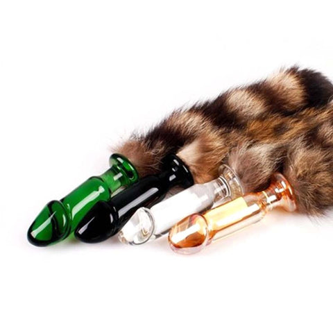 Glass Butt Plug With Faux Fox Tail by BDStyle - Butt Plugs