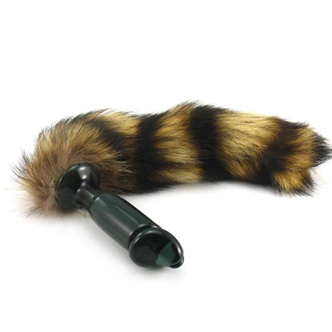 Glass Butt Plug With Faux Fox Tail by BDStyle - Butt Plugs