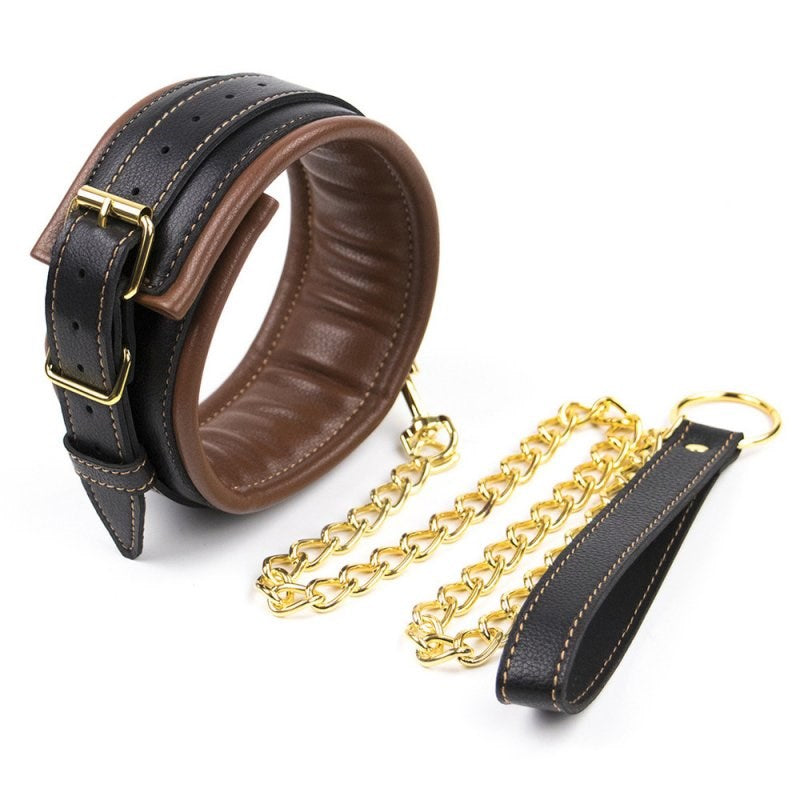 Golden Chain Leash Thick Bondage Collar - - Butt Plugs