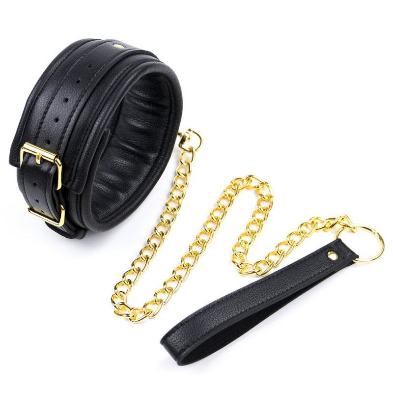 Golden Chain Leash Thick Bondage Collar - - Butt Plugs