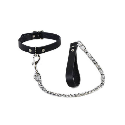 Slave Bondage Collar with Lead by Hell's Couture - Collars and Leads
