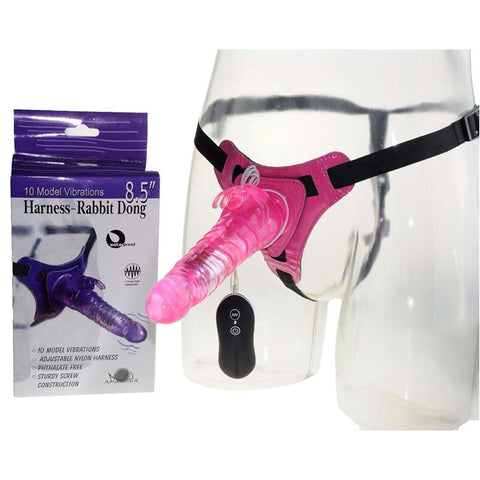 Harness Rabbit Dildo 8.5 Inches by Aphrodisia - Clit Ticklers and Pulsators