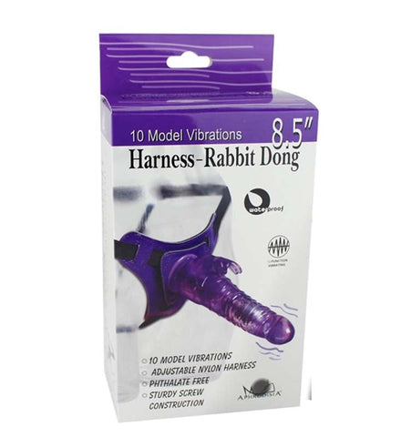 Harness Rabbit Dildo 8.5 Inches by Aphrodisia - Clit Ticklers and Pulsators