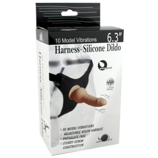 Aphrodisia Vibrating Harness & 6.3 Silicone Dildo - - Steel Sex Toys