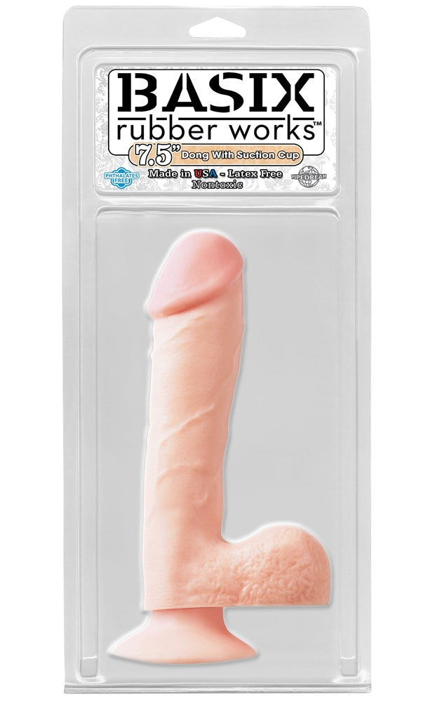 Basix 7.5 Inch Dong with Suction Cup - - Realistic Dildos