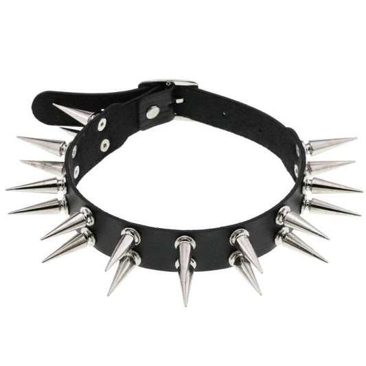 Double Row Spiked Rivet Collar Heavy - - Collars And Cuffs