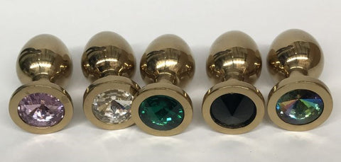Golden Gemmed Medium Butt Plug by Hell's Couture - Steel Sex Toys
