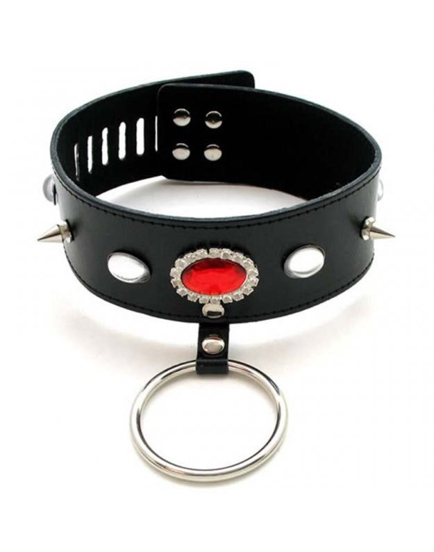 Jewelled Fetish Collar With O Ring - - Waterproof Vibrators