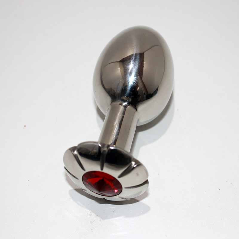 Jewelled Lotus Medium Metal Butt Plug - - Steel Sex Toys