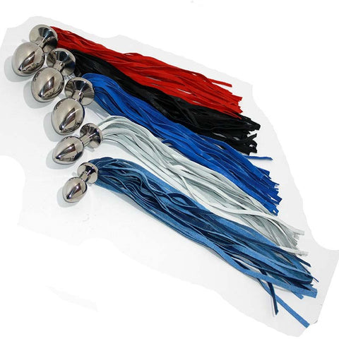 Leather Tail Small Butt Plug Rabbit Vibrator - Rabbit Vibrators