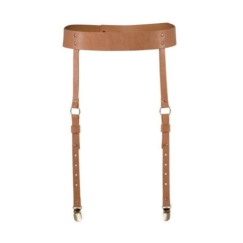 Maze Vegan Leather Adjustable Suspender Belt - Butt Plugs