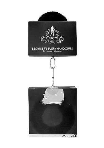 Ouch Beginner's Furry Handcuffs Fluffy Restraint - Steel Sex Toys