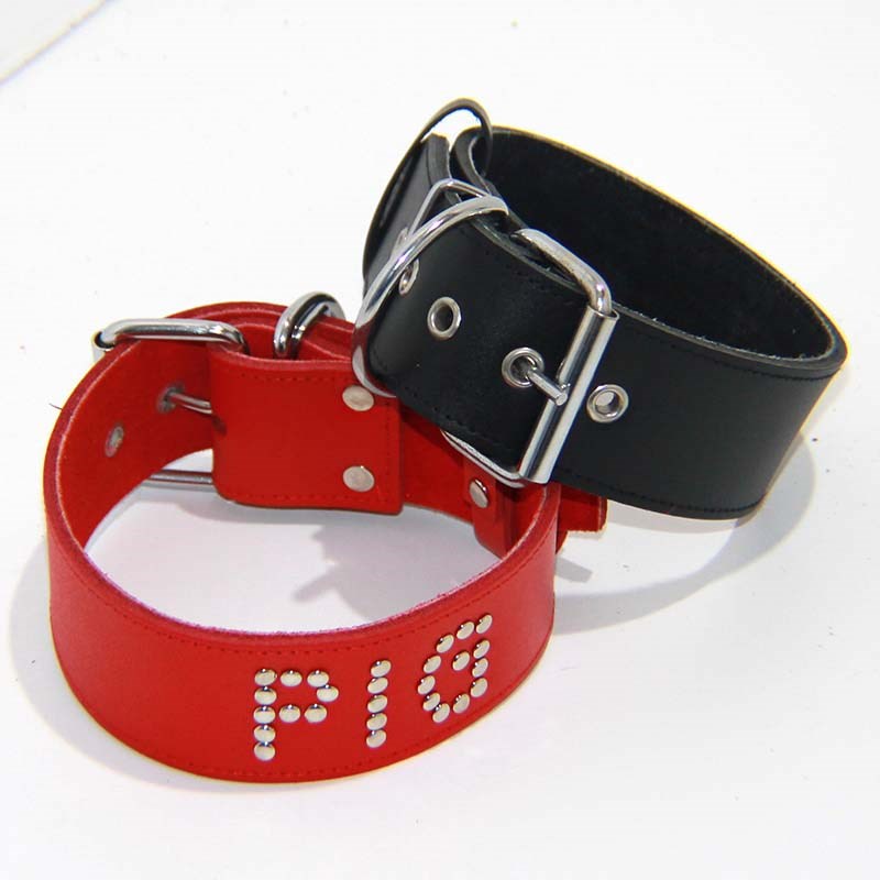 Pigs Leather BDSM Collar - - Collars And Cuffs