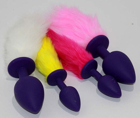 Rabbit Faux Tail Silicone Butt Plug Medium by BDStyle - Butt Plugs