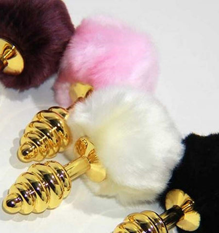Scuttle Butt Ribbed Butt Plug in Gold by Hell's Couture - Steel Sex Toys
