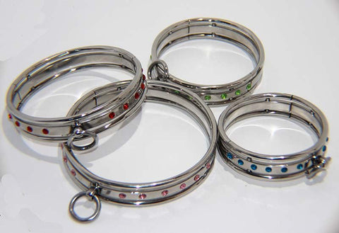 Steel Jewelled Slave Collar Large by Hell's Couture - Collars and Leads