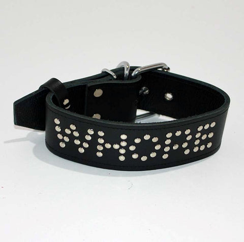 WHORE Leather Bondage Collar by Hell's Couture - Collars and Leads