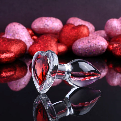HEART GEM GLASS PLUG Glass Butt Plug by Adam & Eve Sextoys - Butt Plugs