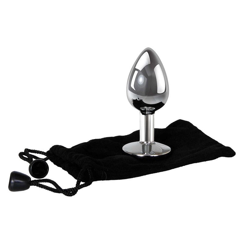 Smooth Aluminum Anal Ecstasy - Clear Gem Plug - Butt Plugs