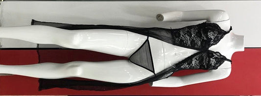 Black See Through Sheer Night Dress with G-String