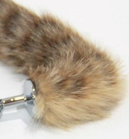 Brown Cat Faux Tail Silver Smooth Butt Plug by BDStyle - Steel Sex Toys