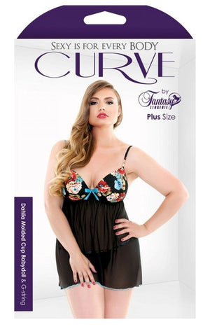 Curve Dahlia Molded Cup Babydoll and G-String - Babydolls and Chemises
