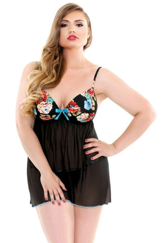 Curve Dahlia Molded Cup Babydoll and G-String - Babydolls and Chemises
