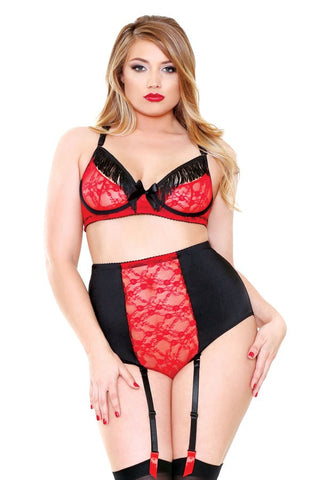 CURVE Fringe Bra & Cutout Panty Set by Fantasy Lingerie - Bras and Bra Sets