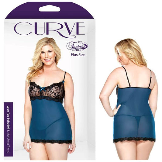 Curve Lace Top Babydoll & Thong