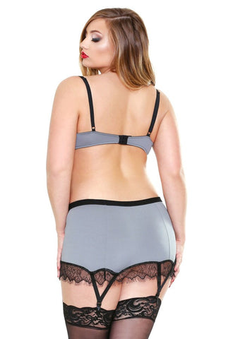 CURVE Lace Trim Bra, Skirt & G-String by Fantasy Lingerie - Plus Sized Lingerie