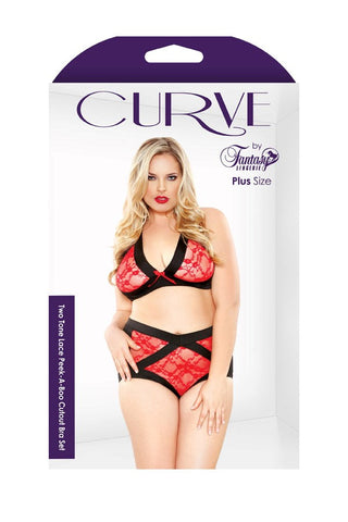 Curve Two Tone Lace Peek-A-Boo Cutout by Fantasy Lingerie - Bras and Bra Sets