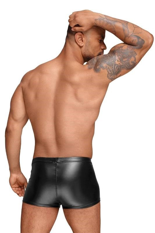 Decadence Powerwetlook Men's Shorts with Decorative PVC Pleats - Jocks and G-Strings