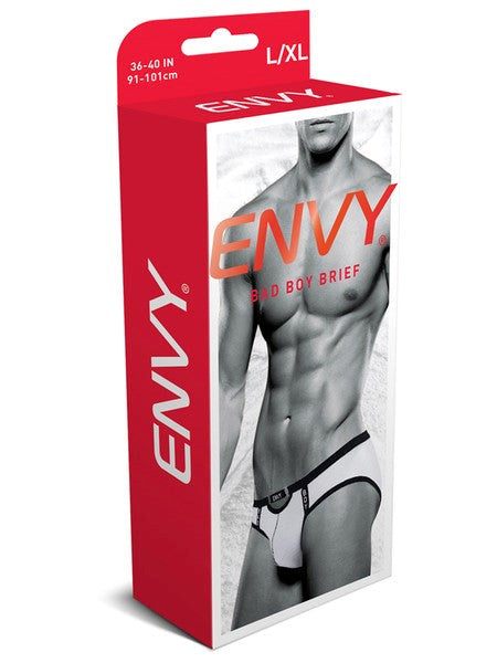 Envy Bad Boy Brief - White Mens Lingerie