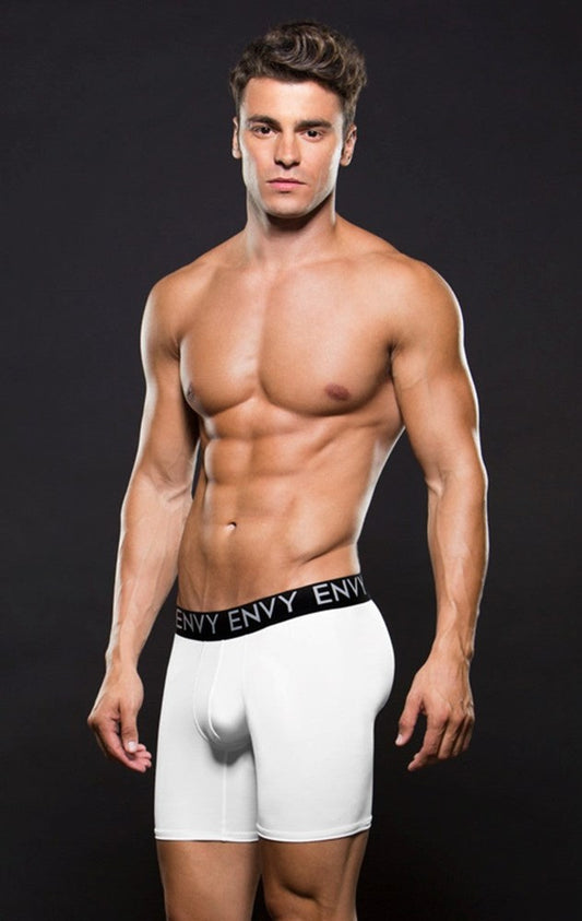 Envy Micro LowRise Logo Athletic Long Boxer White