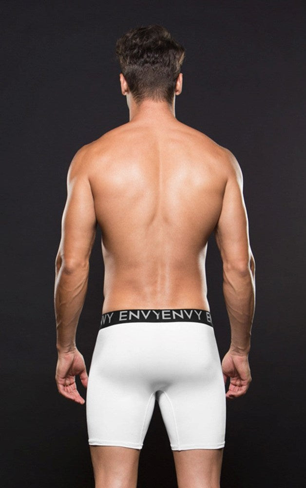 Envy Micro LowRise Logo Athletic Long Boxer White - Jocks and G-Strings
