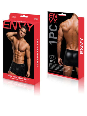 Envy Snap Down Boxer Brief Black by Envy Menswear - Mens Briefs And Boxers