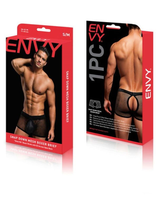 Envy Snap Down Mesh Boxer Brief - Black