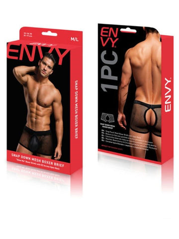 Snap Down Mesh Boxer Briefs by Envy Menswear - Mens Briefs And Boxers