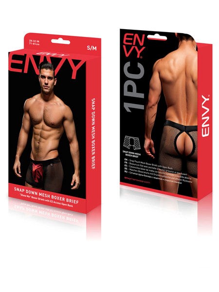 Envy Snap Down Mesh Boxer Brief - Black/Red