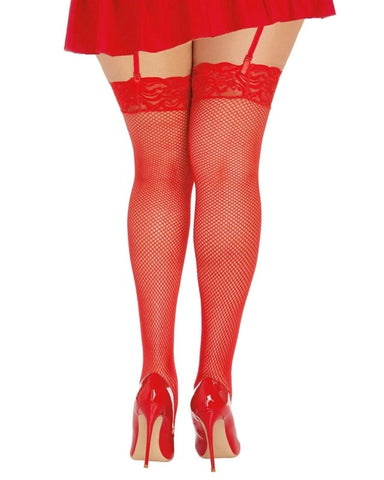 Dreamgirl Thigh High Fishnet Stockings Red - Hosiery