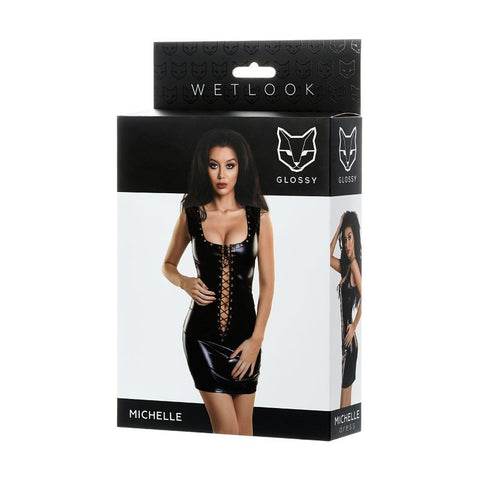 Glossy Wetlook Dress w/ Studs Michelle by ToyFa - Bras and Bra Sets