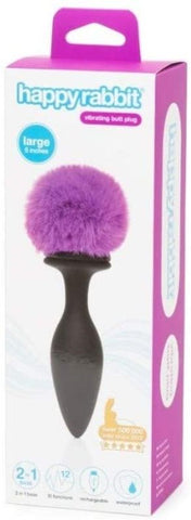 Happy Rabbit Rechargeable Vibrating Bunny Tail Butt Plug - Anal Vibrators