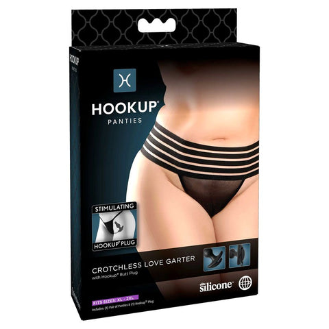 HOOKUP Women's Crotchless Love Garter - G-Strings, Panties and Shorts