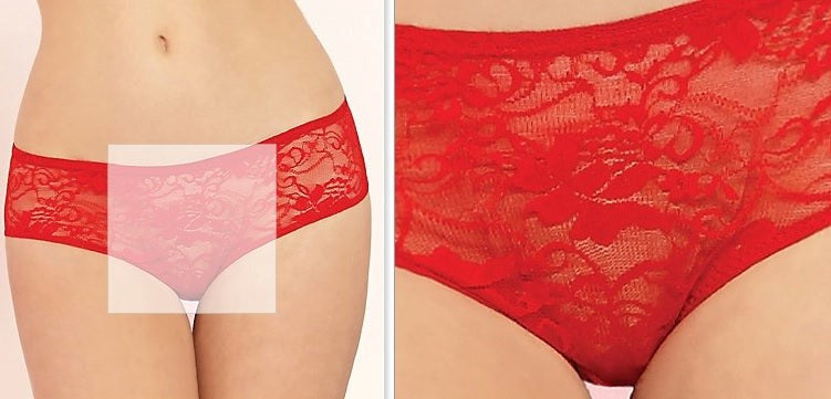 Lace Boyshorts Open Crotch & Ruffles Red - Bras and Bra Sets