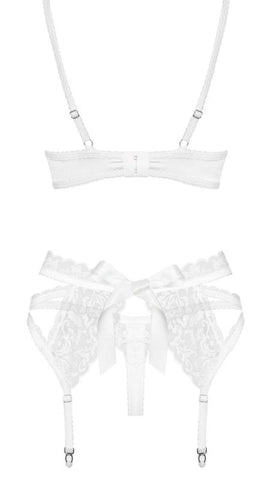 Lacy White Set 3 Piece Bra Set by Obsessive - Bras and Bra Sets