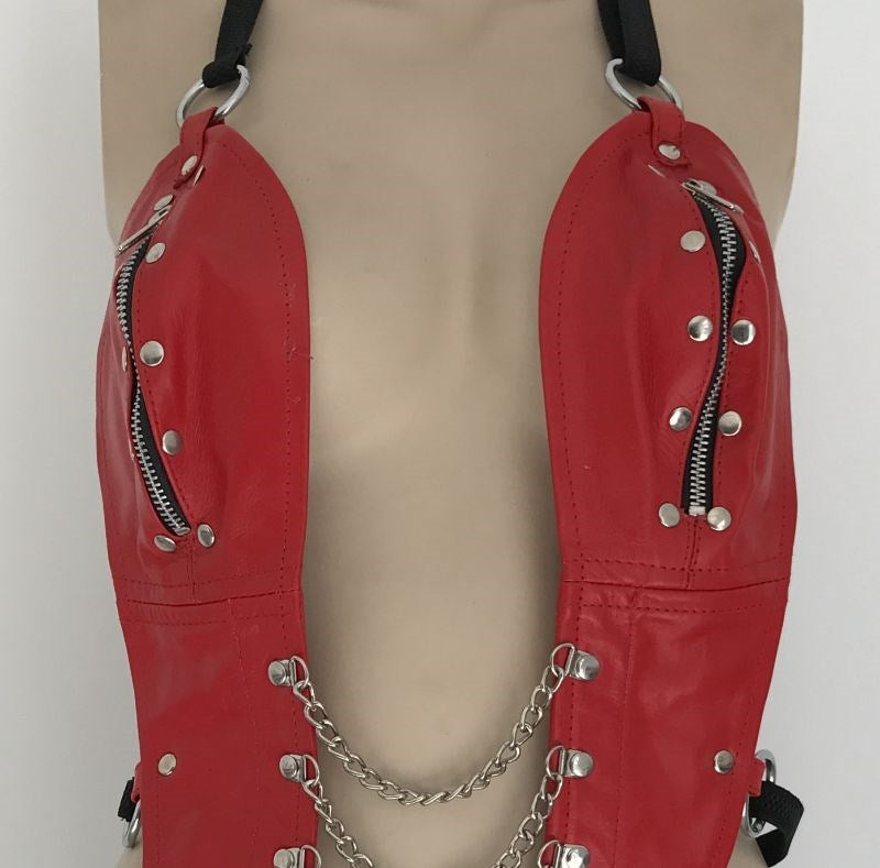 Ladies BDSM One Piece Red Leather Outfit - Her Fetish