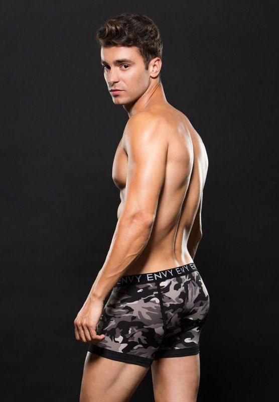 Logo Elastic Boxer Brief Grey Camo - Jocks and G-Strings