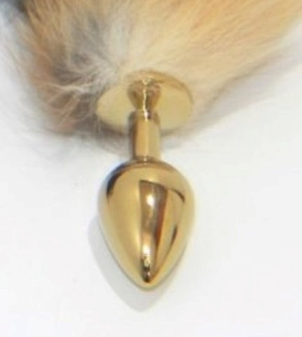 Long Fox Tail Steel Butt Plug Gold by BDStyle - Steel Sex Toys